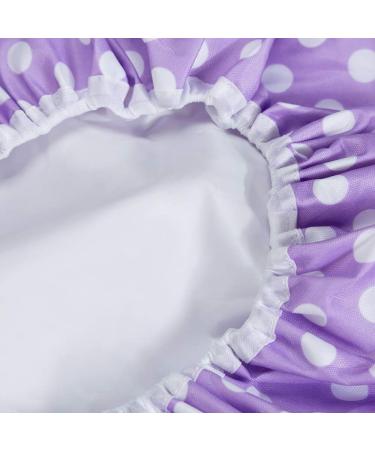 Eslite Waterproof Double Layers Shower Caps for Women - Pack of 4 (Purple White Dot) - Buy Online on GoSupps.com