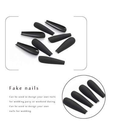 Zoestar Extra Long Ballerina Matte Black Press On Nails | 24pcs Acrylic Fake Nails for Women & Girls - International Shipping Available - Buy Online on GoSupps.com