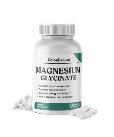 ColonBroom Pure Magnesium Glycinate Capsules | Supplement for Sleep Heart & Muscle Support | Non-GMO Gluten Free Vegan & Sugar-Free | 1 Month Supply (90 Capsules) 90 Count (Pack of 1)