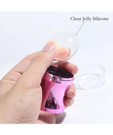 Clear Nail Art Stamper Set - Silicone Jelly Stamp for DIY Manicure - Blue/Red/Violet - Perfect Nail Art Accessories - Buy Online on GoSupps.com