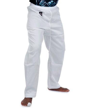 Ronin Karate Pants - White Poly/Cotton Lightweight Martial Arts Pants with Elastic Waist - Buy Online on GoSupps.com