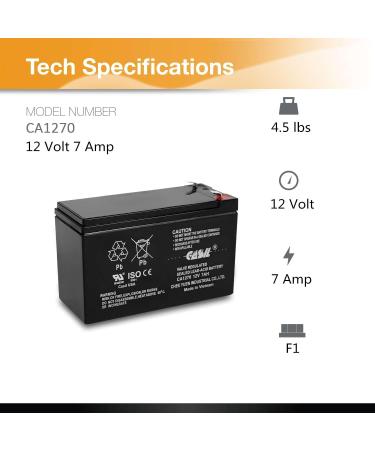 Casil 12V 7AH Rechargeable Battery - Replace FAS1075 | Durable Fire Alarm Battery for International Shipping - Buy Online on GoSupps.com