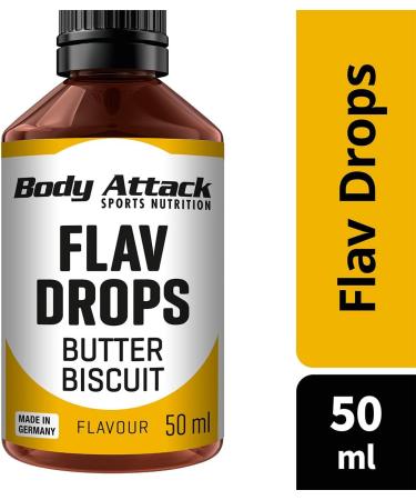 Buy Body Attack Flav Drops 4x50ml - Sugar-Free Butter Biscuit Flavor Vegan Zero Calories Made in Germany - Buy Online on GoSupps.com