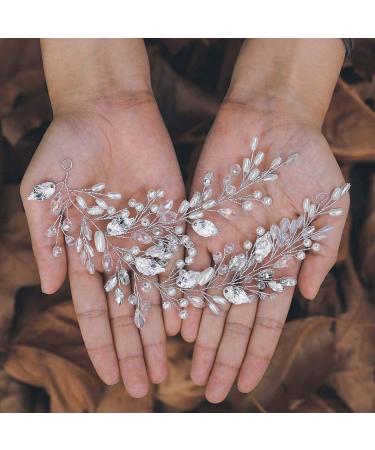 Casdre Rhinestone Bridal Hair Vine - Silver Pearl Wedding Headpiece for Women and Girls - Buy Online on GoSupps.com