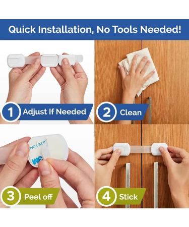 KWKW 10-Piece Child Safety Belt Set - Secure Door & Closet Locks for Babies - White Cupboard Drawer & Toilet Protectors - Buy Online on GoSupps.com