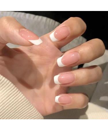Handcess French Press On Nail Set - Nude Ballerina Artificial Fingernails for Women & Girls | 24 Pieces - Buy Online on GoSupps.com