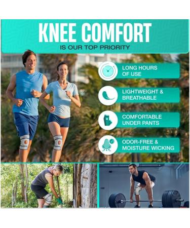 Modvel ELITE Knee Brace - Adjustable Support with Side Stabilizers & Gel Pads for Pain Relief & Fast Recovery | S-M Grey/Blue for Men & Women - Buy Online on GoSupps.com