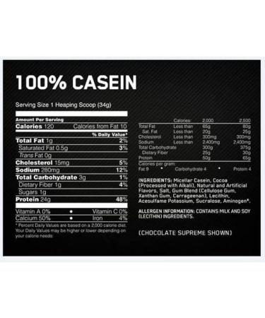 100% Casein Gold Standard Protein - Chocolate Flavor - 1818g | Premium Slow-Digesting Protein for Muscle Recovery - International Shipping Available - Buy Online on GoSupps.com