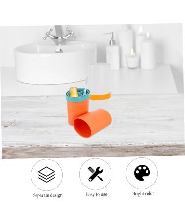 Beavorty Toothbrush Holder Set - 6-Piece Travel Organizer & Toothpaste Grinding Cup - White & Orange - Durable Toothbrush Case & Accessories - Buy Online on GoSupps.com