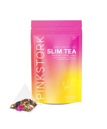 Pink Stork Slim: Sweet Hibiscus Tea + 100% Organic + Supports Digestion with Green Tea, Women-Owned, 30 Cups