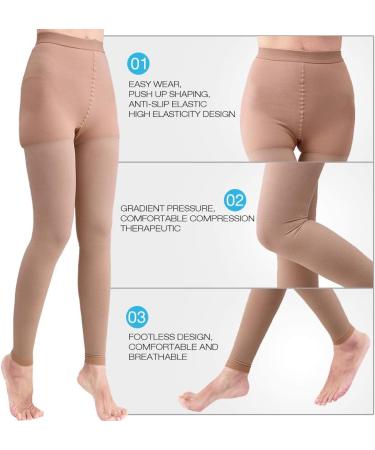 Shop Medical Compression Tights for Women - 20-30 mmHg Opaque Support Hose for Varicose Veins & Edema - Footless Beige - Buy Online on GoSupps.com