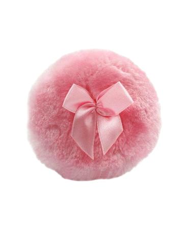 Baby Powder Puff - Round Velour Face Makeup | Ultra Soft Round Makeup Powder Puff with Ribbon Bow | Body Powder Applicator for Baby | Dry Makeup Tool for Applying Powders Pink