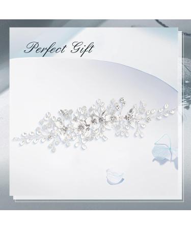 Makone Bride Hair Accessories Wedding Hair Vines Crystal Headpieces Flower Headband Bridal Hair Pieces wedding hair accessories for women Silver Flower Vine - Buy Online on GoSupps.com