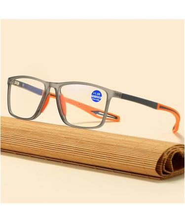 TR90 Light Sport Anti-Blue Light Glasses for Men & Seniors - 3.50 Gray Frame with Orange Legs | Reading & Sports Eye Protection - Buy Online on GoSupps.com