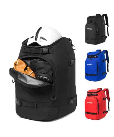 Ski Boot Bag 50L Waterproof Ski boot Travel Backpack for Ski Helmet, Goggles, Gloves, Skis, Snowboard & Accessories for Men,Women and Youth Black