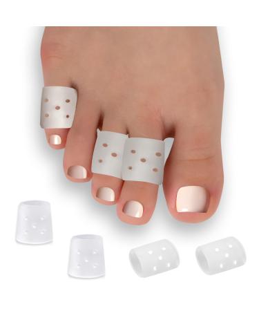 Pinky Toe Protectors Breathable Toe Cushion Sleeves Corn Pads for Little Toe | Toe Cover Caps Against Shoe Pressure and Friction - Clear White 20 Count