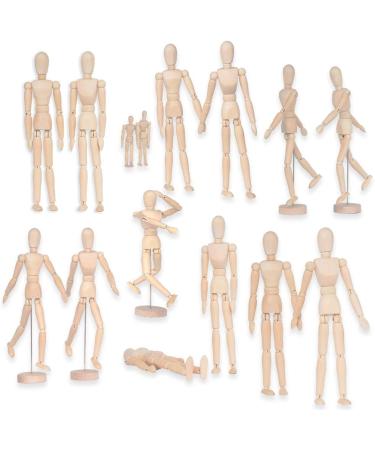 Alikeke 2 Pack 12 Wooden Mannequin Artist Manikin with Stand - Ideal for Drawing & Decor (Men/Women Dad/Mom) - Buy Online on GoSupps.com