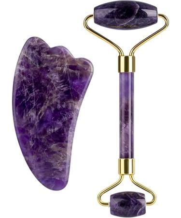 Buy MESKEL Amethyst Rough Stone Gua Sha Scraper & Jade Roller - Anti-Wrinkle Beauty Skin Care Tool Set (Type 5) - International Shipping - Buy Online on GoSupps.com