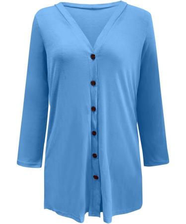 Long Shirt Outerwear Top Thin Warm Knitted Coat Women's Blouse V-Neck Shirt Tunic Long Women's Tunic Women's Shirt Casual Checked Shirt Women's Winter Chunky Knit Jacket G-sky Blue M - Buy Online on GoSupps.com
