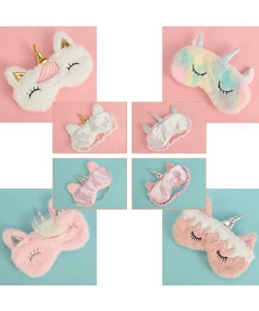 AUXSOUL Unicorn Kids Sleep Mask 4 Pieces Cartoon Animal Plush Sleep Eye Cover Cute Eye Cover for Sleeping Soft Unicorn Horn Cover for Girls Women Kids - Buy Online on GoSupps.com