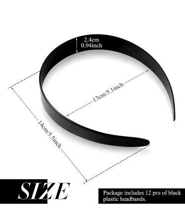 VOKOY 12 Pcs Black Plastic Headbands - 1 Wide Plain Hair Bands for Girls & Women - Buy Online on GoSupps.com