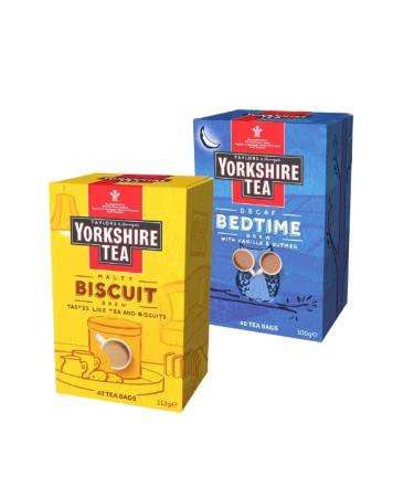 Biscuit Brew Tea Bags 40 tea bags (112g) and Bedtime Brew 40 Tea Bags (100g) Taylors of Harrogate Yorkshire bundle - Buy Online on GoSupps.com