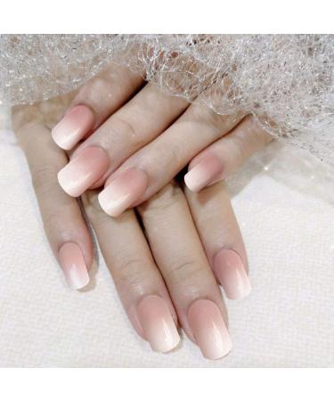 Allstarry 120pcs Ombre French Fake Nail Gradient Nude Short Press on Nails - DIY Acrylic Nail Tips for Nail Art Decoration - 120 Count - Buy Online on GoSupps.com