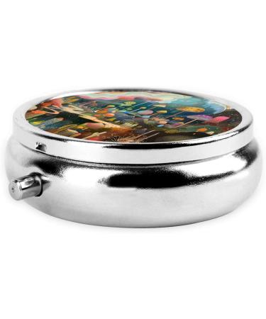 Strange Mushroom Portable Metal Pill Box - Round Mini 3-Compartment Design for Small Pills | Travel Essential - Buy Online on GoSupps.com