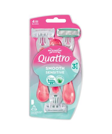 WILKINSON SWORD - Quattro For Women | Sensitive | 3 x Disposable Razors