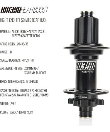 KOOZER XM390 Boost MTB Hub 32H 6 Bolts Alloy 7075 High Strength Axle Disc Brake - Black Front Boost Hub - Buy Online on GoSupps.com
