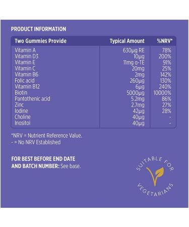 Vitawell Hair Lush Locks Gummies - 60 Vegetarian Mixed Berry Flavour | Biotin, Zinc & Vitamin E | 2/day for Healthy Hair | 1 Month Supply - Buy Online on GoSupps.com