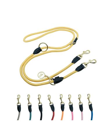 Dog leash 2m Velvetier adjustable for large and medium -sized dogs |Paracord F hrleine |Nylon double linen with 2 carabiners (Mustard (mustard yellow) 2.2 m x 1.1 cm) 2.2 m x 1.1 cm Mustard (mustard yellow)