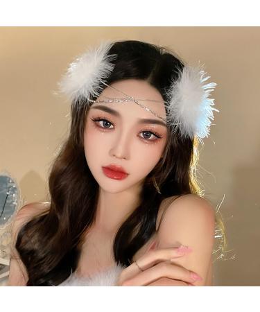 hgnxa Korean Female Hairpin White Side Clip Hair Clips Hairpin Feather Barrettes Headpiece for Women Girls - Buy Online on GoSupps.com
