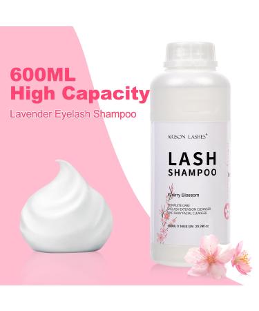 Eyelash Extension Shampoo 600ml | Paraben & Sulfate-Free Foaming Cleaner for Extensions & Natural Lashes | Cherry Blossom | Professional & Self-Use - Buy Online on GoSupps.com