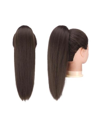 Premium 35 cm Brown Ponytail Extensions - Smooth Synthetic Drawstring Hair Braid for Women - Buy Online on GoSupps.com