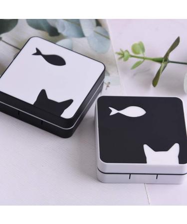 VOSAREA 2Pcs Cat & Fish Pattern Contact Lens Travel Bag | Stylish Lens Box for Women & Girls | Black & White Design - Shop Now! - Buy Online on GoSupps.com