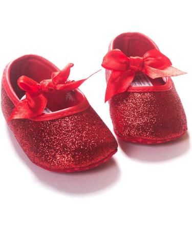 RVROVIC Baby Girl Moccasins | Soft Sole Princess Sparkly Shoes 0-6 Months | Red Infant Prewalker - Buy Online on GoSupps.com