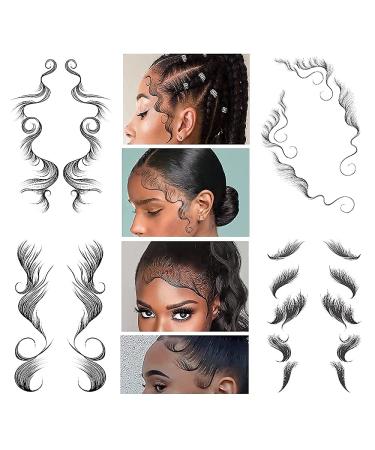 20 Sheets Baby Hair Tattoo Stickers - Waterproof & Lasting Hairline Fake Curly Hairstyle Templates - DIY Salon Makeup Tool (7x4.3inch) - Buy Online on GoSupps.com