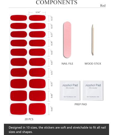 AutyaMee Semi Cured Gel Nail Strips (Red)-20 PCS Gel Nail Wraps | UV Light Required | Gel Nail Stickers Salon Quality & Easy to Use - Buy Online on GoSupps.com