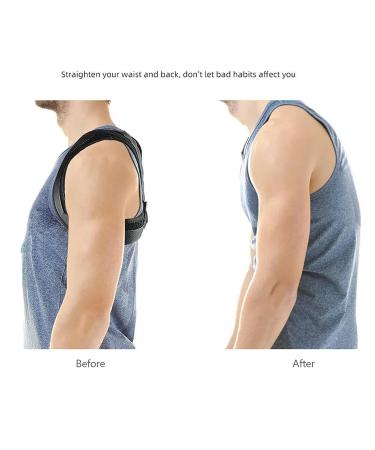 Back Adjustable Neck Brace Training Equipment Home Office Man Woman Posture Shoulder Support Correction Belt Black S - Buy Online on GoSupps.com
