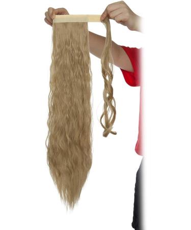 20 Inch Ash Blonde Corn Wave Ponytail Clip in Hair Extension - Long Wavy Wrap Around Hairpiece for Women - Buy Online on GoSupps.com