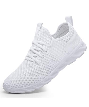 Damyuan Women's Walking Shoes Tennis Sneakers Casual Lace Up Lightweight Running Shoes 7.5 A White