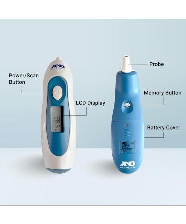 A&D Medical Ear Thermometer Accurate Instant-Read Digital Thermometer Suitable for Adults & Kids Readings in Fahrenheit or Celsius Waterproof Easy to Clean Tip - Buy Online on GoSupps.com