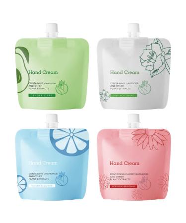 Prreal hand cream set mini hand cream kit 4 pack for moisturising rough cracked hands portable moisturising plans fragrance hand cream care cream ideal poison idea for men and women