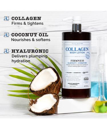 Rosen Apothecary Firming Collagen Body Lotion with Coconut Oil - 32 fl oz - Hydrating and Tightening Formula for Firmer, Hydrated Skin - Buy Online on GoSupps.com