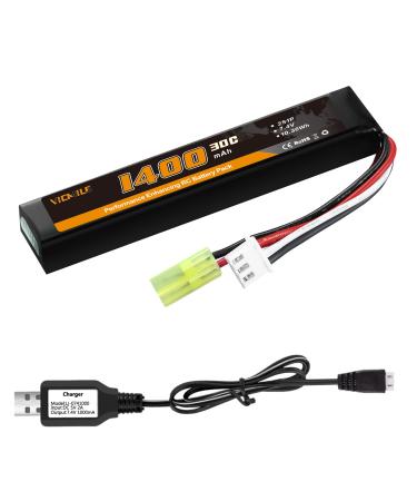 VICMILE Airsoft Battery 7.4V Lipo Battery with Tamiya Plug 30C High Discharge Rate Rechargeable 2S Lipo Battery for Airsoft Model Guns