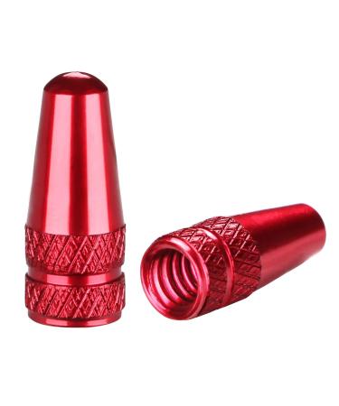 Bike Presta Valve Caps Aluminum Alloy Fully Thread Air Dust Valve Covers for Bike Used on Presta/French Valves Tire Pump Accessories Fit MTB Mountail Bike Rode Bike Bicycle (5 Pack) Red (5-Pack)