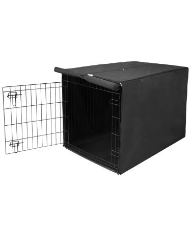 Deblue Breathable Indoor Dog Crate Cover, Durable Windproof Kennel Covers for 24-48 inch Wire Dog Crates L-42 Black (Only Cover)