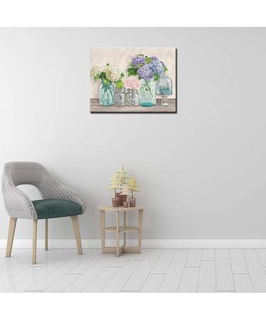Hydrangea Diamond Painting Kit for Adults & Kids - DIY 5D Full Drill Round Rhinestone Embroidery Craft - Floral Flowers Bottle Rustic Home Wall Decor - 12x16inch - Frameless - Buy Online on GoSupps.com