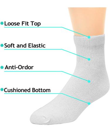 12-Pack Diabetic Socks Quarter Ankle Unisex Physicians Approved (Size 10-13) - White - Buy Online on GoSupps.com